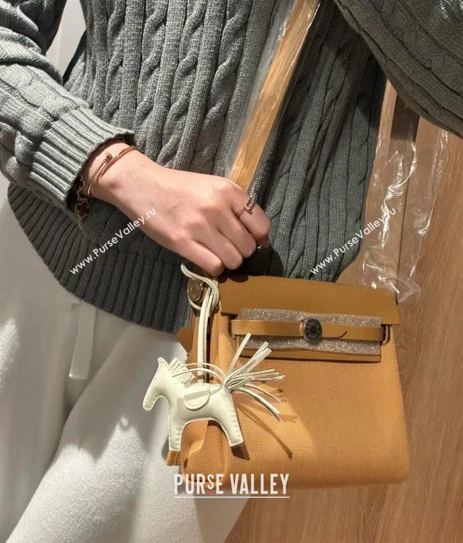 Hermes Herbag Zip 20 Bag in H Viking Canvas and Hunter Cowhide Brown 2025(Handmade) (XX-25030428)