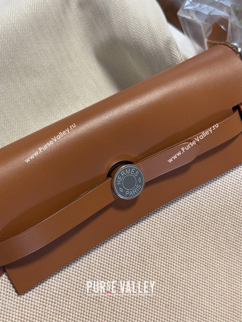 Hermes Herbag Zip 20 Bag in H Viking Canvas and Hunter Cowhide Brown/Beige 2025(Handmade) (XX-25030430)