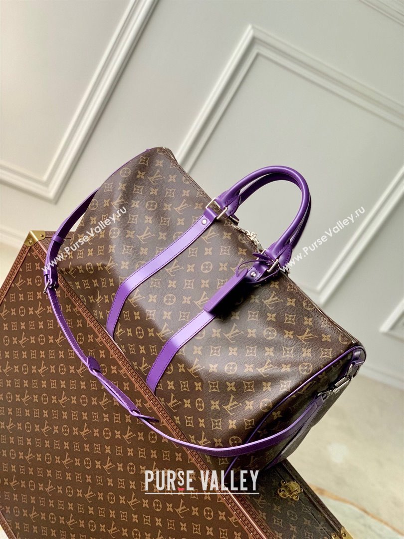 Louis Vuitton Keepall Bandouliere 50 Travel bag in Monogram Canvas M46775 Violet 2023 (K-23120501)