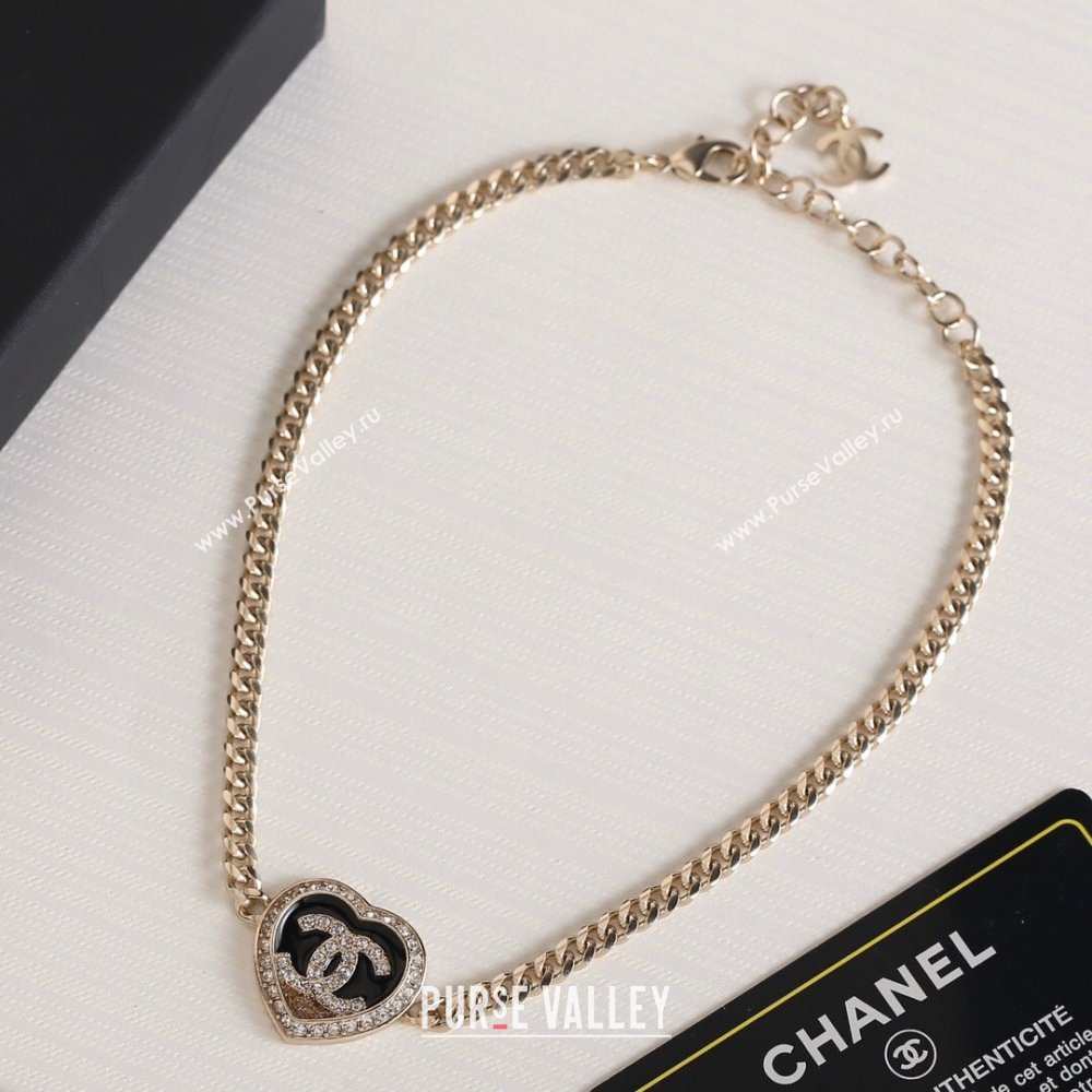 Chanel Heart Choker Necklace CH12535 Black 2024 (YF-24012535)