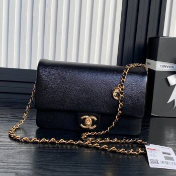 Chanel Small Flap Bag with Chain in Grained Shiny Calfskin AS5186 Black 2024 (YEZI-24101602)