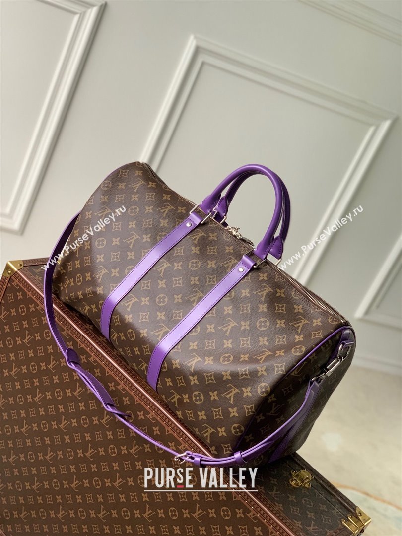 Louis Vuitton Keepall Bandouliere 50 Travel bag in Monogram Canvas M46775 Violet 2023 (K-23120501)