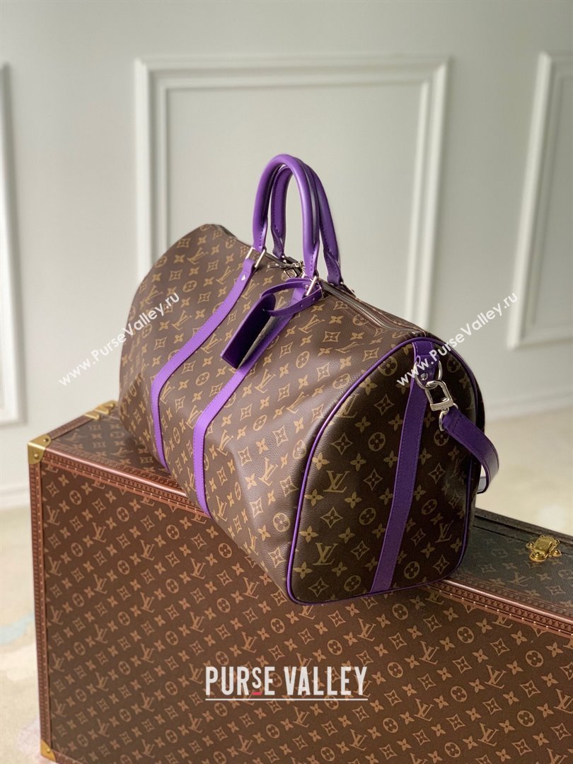 Louis Vuitton Keepall Bandouliere 50 Travel bag in Monogram Canvas M46775 Violet 2023 (K-23120501)