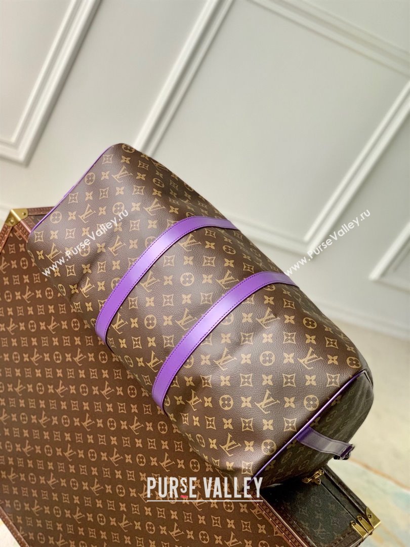 Louis Vuitton Keepall Bandouliere 50 Travel bag in Monogram Canvas M46775 Violet 2023 (K-23120501)