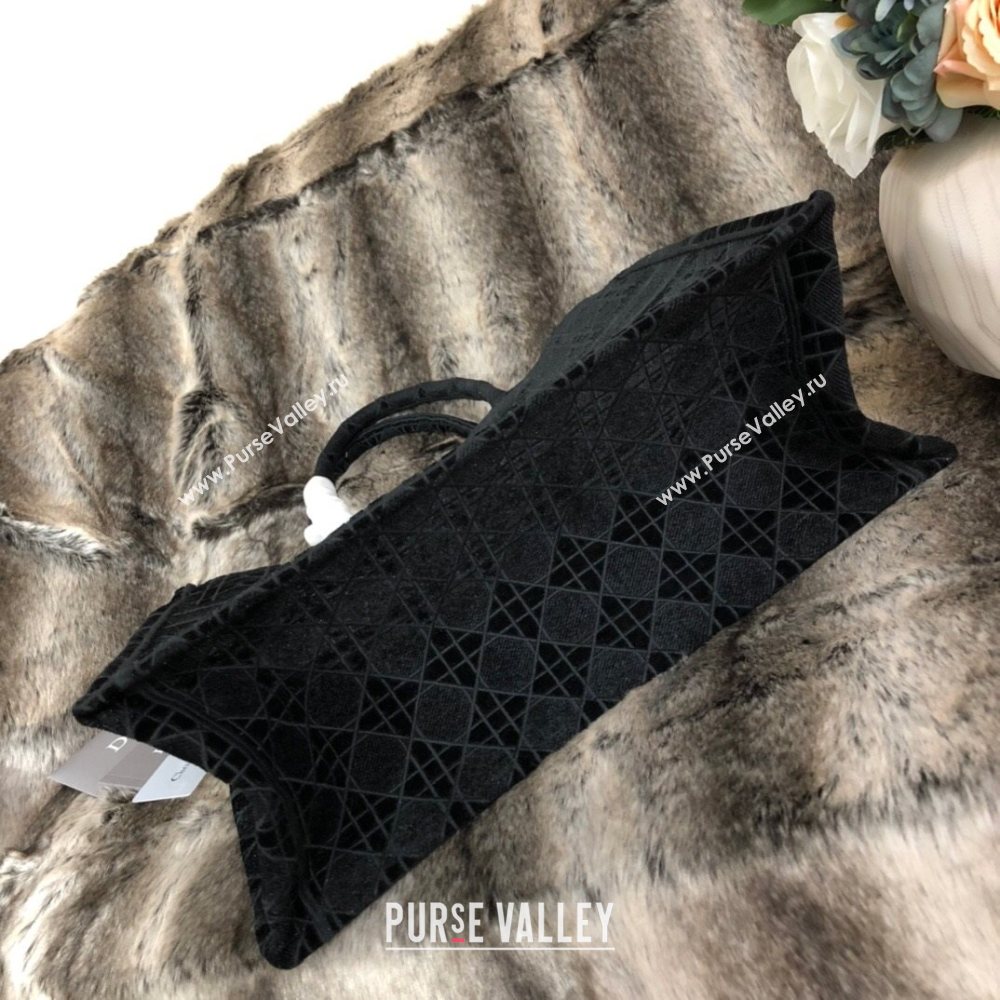 Dior Small Book Tote Bag in Black Cannage Embroidered Velvet 2020 (XXG-20112634)