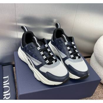 Dior Mens Homme Sneakers B22 in Leather and Mesh Dark Blue 2024 093001 (MD-240930065)