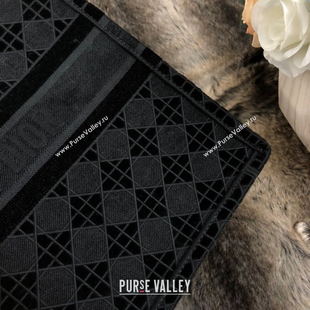 Dior Small Book Tote Bag in Black Cannage Embroidered Velvet 2020 (XXG-20112634)