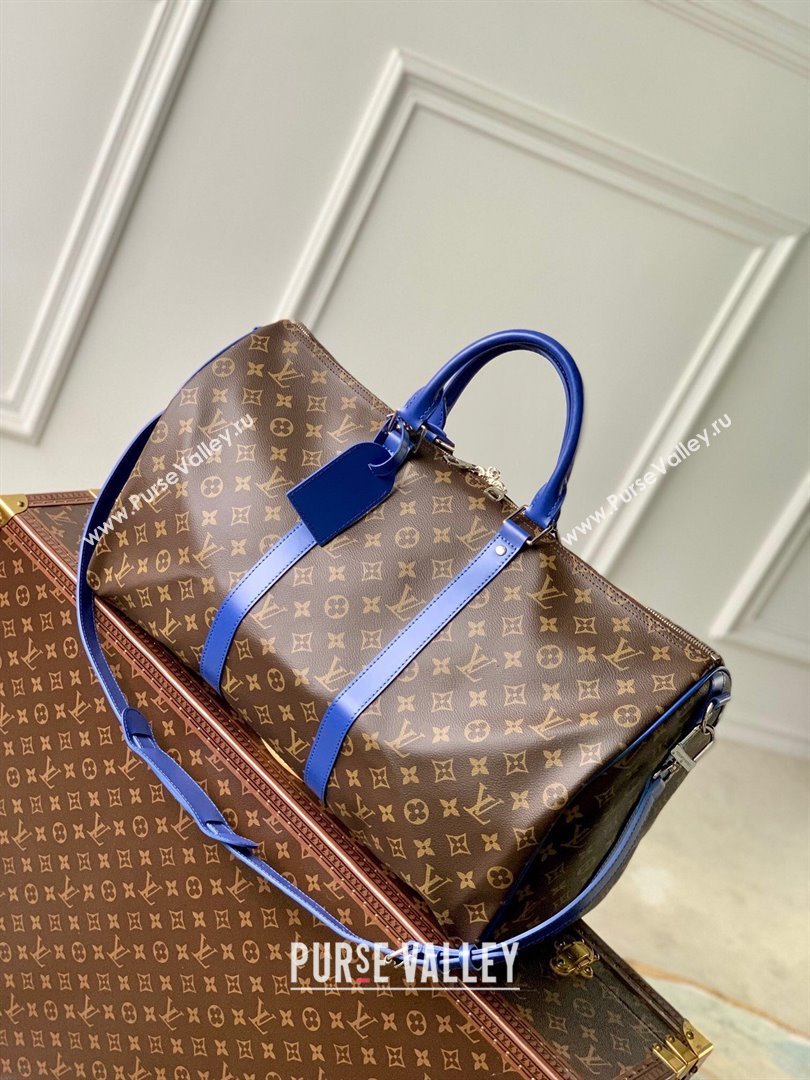 Louis Vuitton Keepall Bandouliere 50 Travel bag in Monogram Canvas M46772 Blue 2023 (K-23120502)