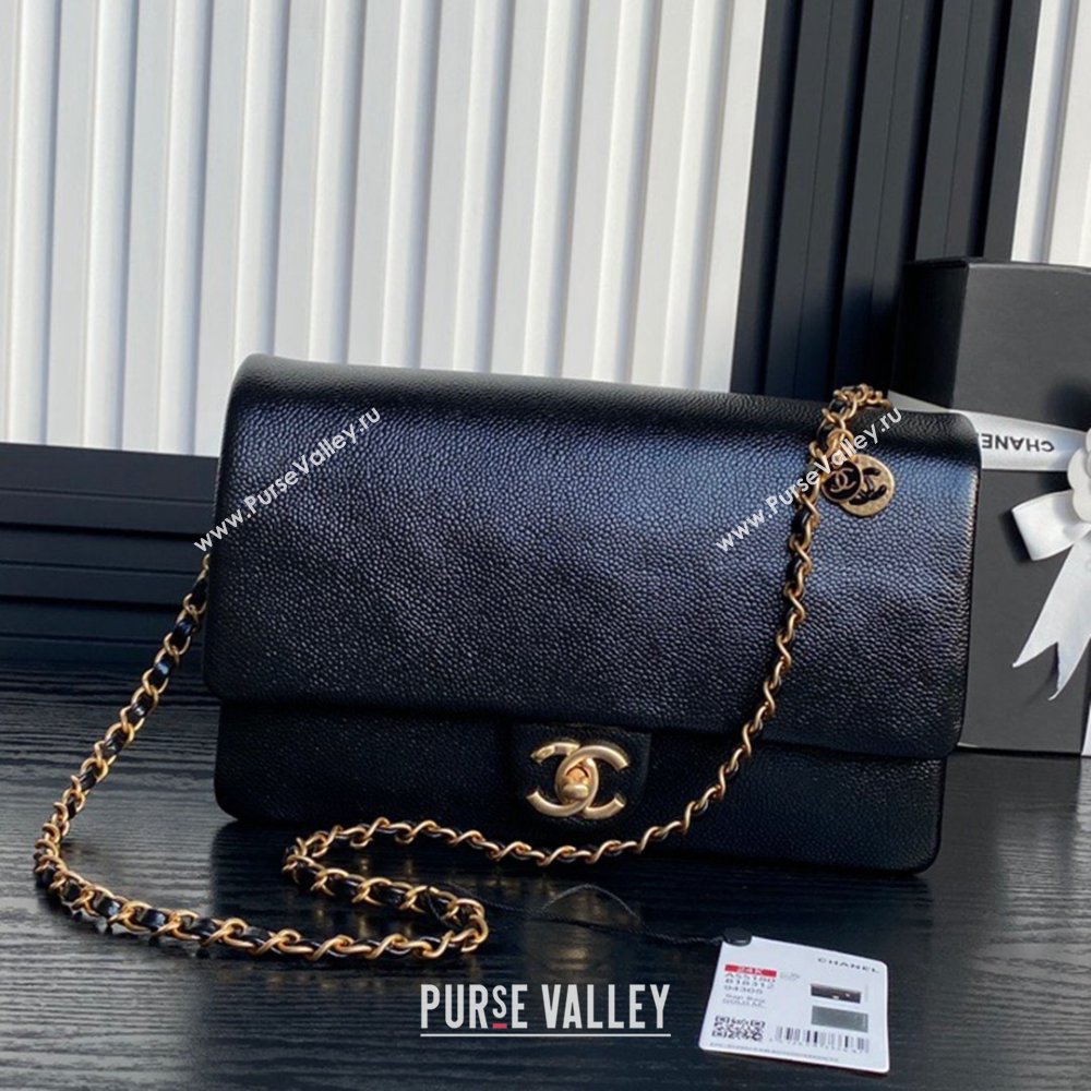 Chanel Medium Flap Bag with Chain in Grained Shiny Calfskin AS5180 Black 2024 (YEZI-24101603)