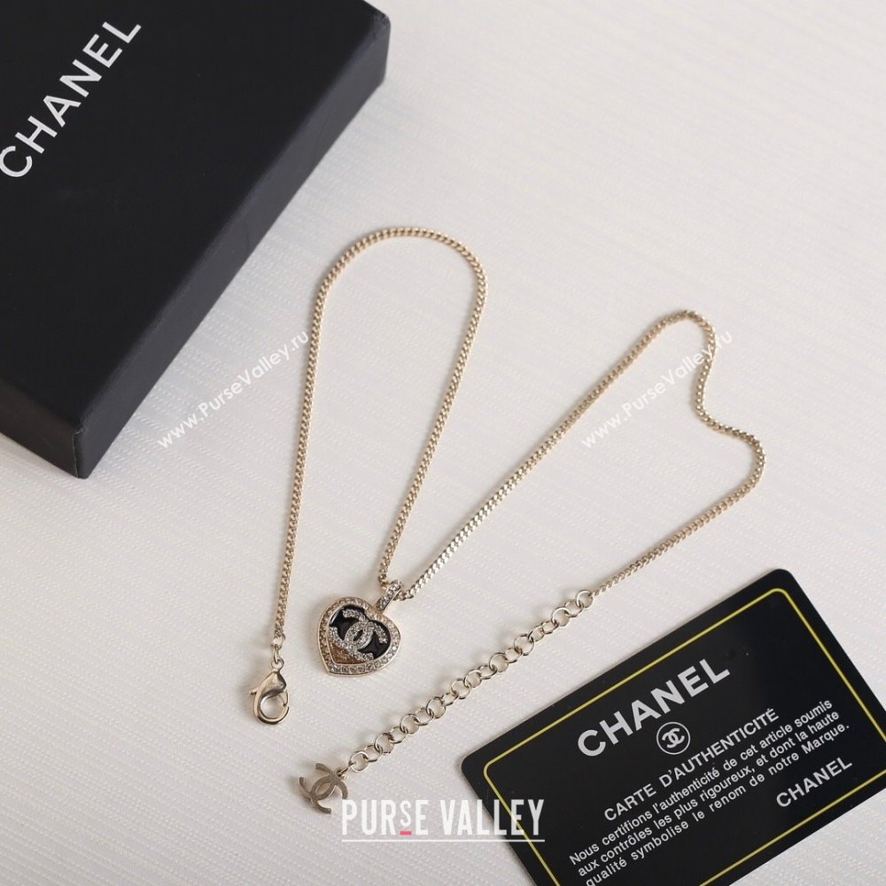 Chanel Heart Pendant Necklace CH12537 Black 2024 (YF-24012537)