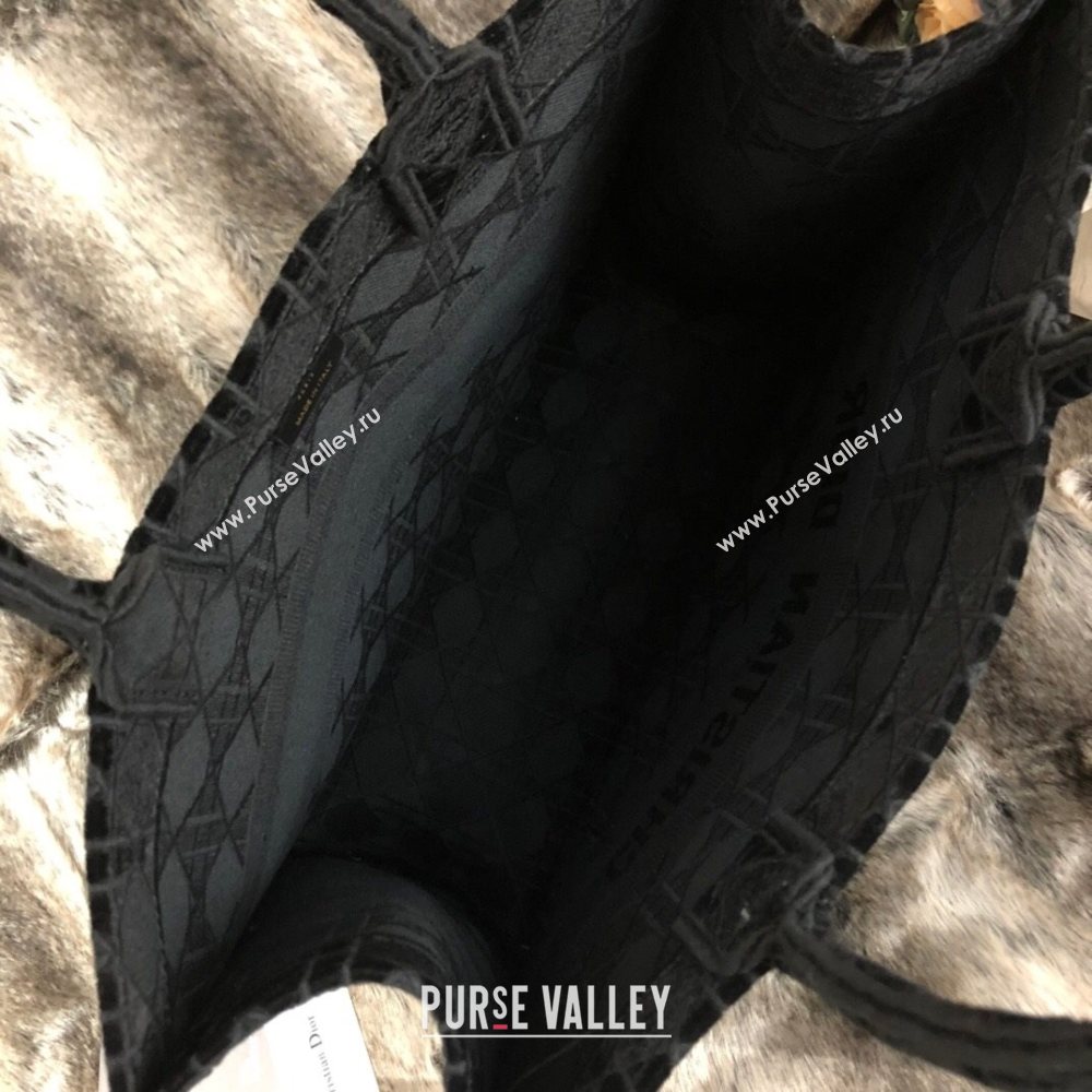 Dior Small Book Tote Bag in Black Cannage Embroidered Velvet 2020 (XXG-20112634)