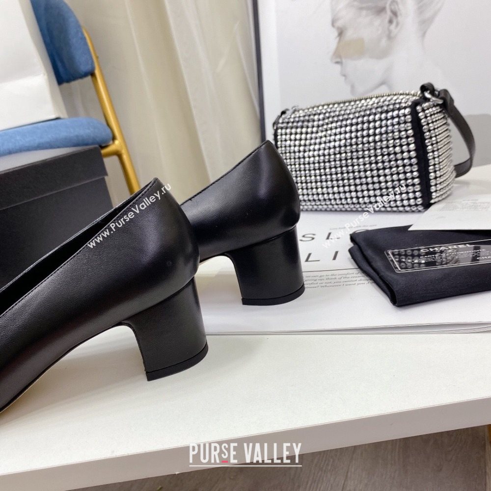 Chanel Lambskin Square Heel Pumps 5cm Black 2020 (MD-20122106)
