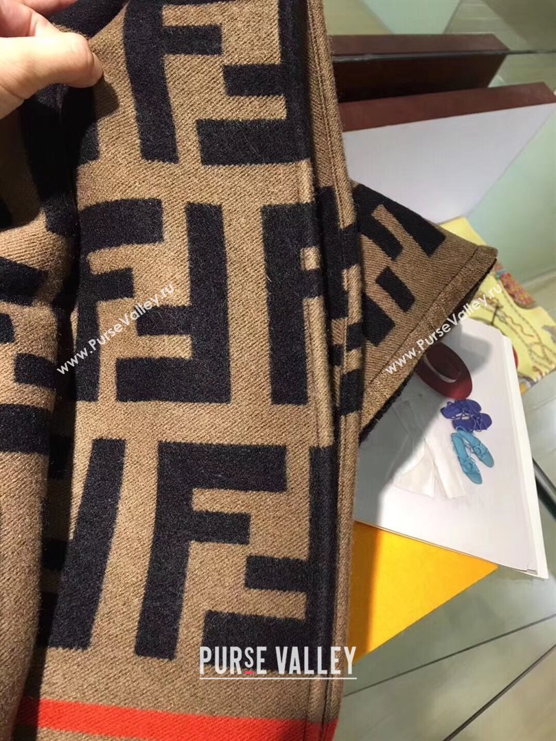 Fendi FF Wool Fringe Cape Coffee 2019 (1A066-9092524)