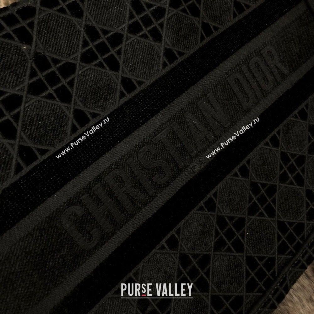 Dior Large Book Tote Bag in Black Cannage Embroidered Velvet 2020 (XXG-20112635)