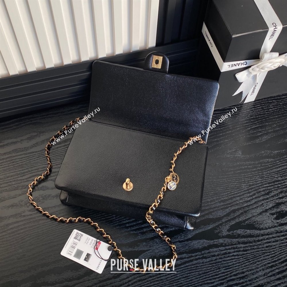 Chanel Medium Flap Bag with Chain in Grained Shiny Calfskin AS5180 Black 2024 (YEZI-24101603)