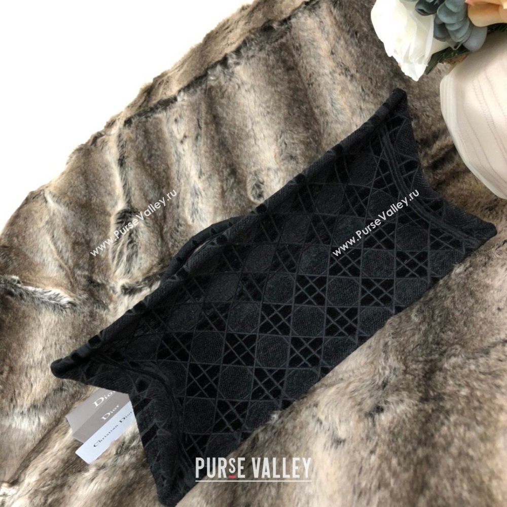 Dior Large Book Tote Bag in Black Cannage Embroidered Velvet 2020 (XXG-20112635)