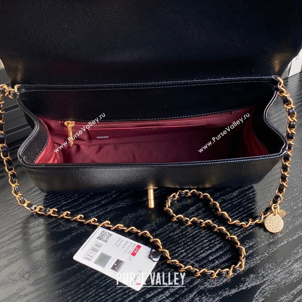 Chanel Medium Flap Bag with Chain in Grained Shiny Calfskin AS5180 Black 2024 (YEZI-24101603)