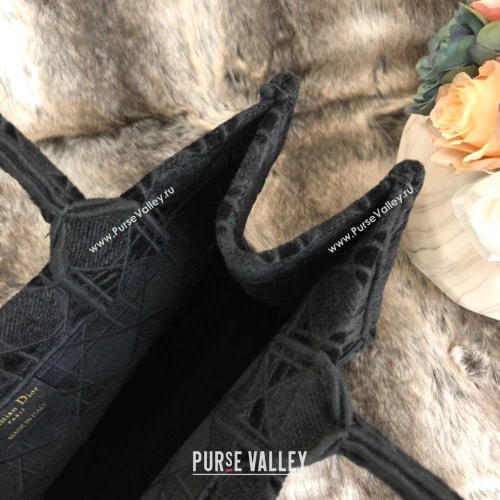 Dior Large Book Tote Bag in Black Cannage Embroidered Velvet 2020 (XXG-20112635)