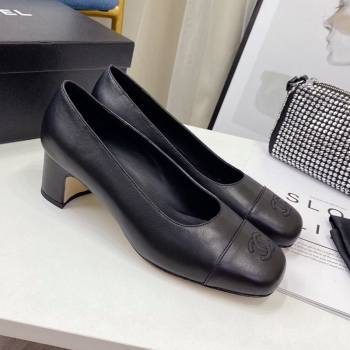 Chanel Lambskin Square Heel Pumps 5cm Black 2020 (MD-20122106)