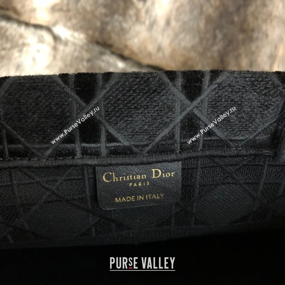 Dior Large Book Tote Bag in Black Cannage Embroidered Velvet 2020 (XXG-20112635)