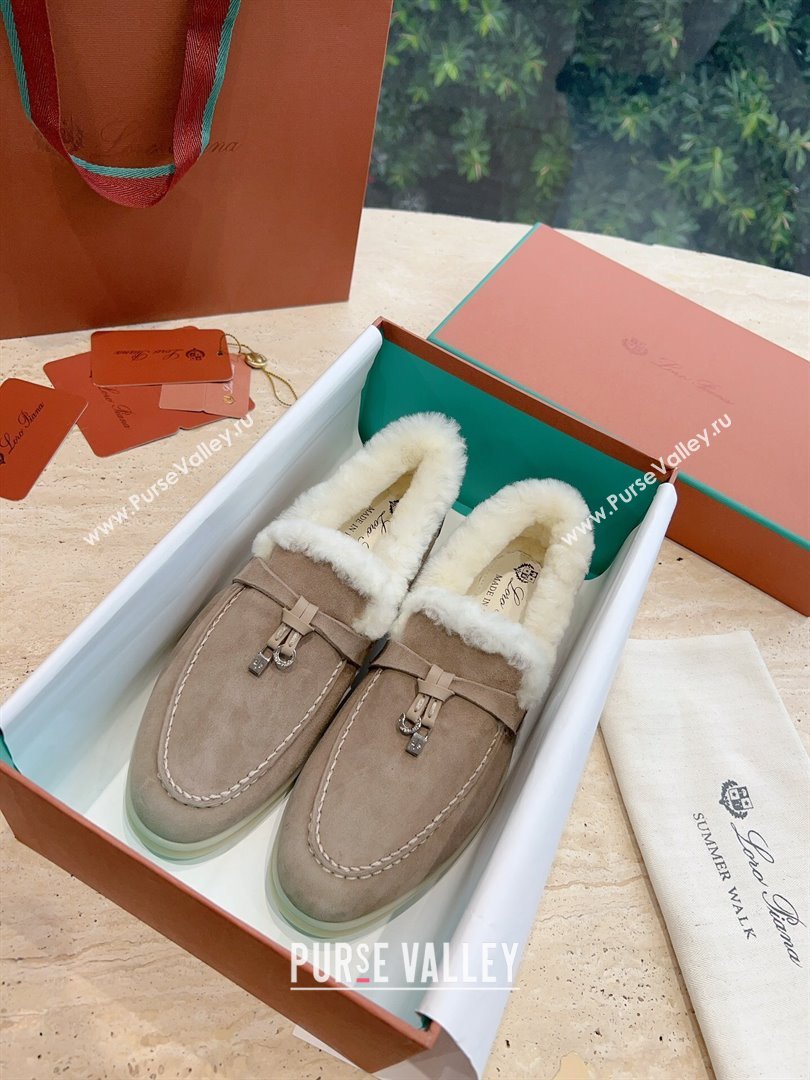 LP Summer Charms Walk Loafers with Fur LP110621 Light Coffee 2023 (KL-23110621)