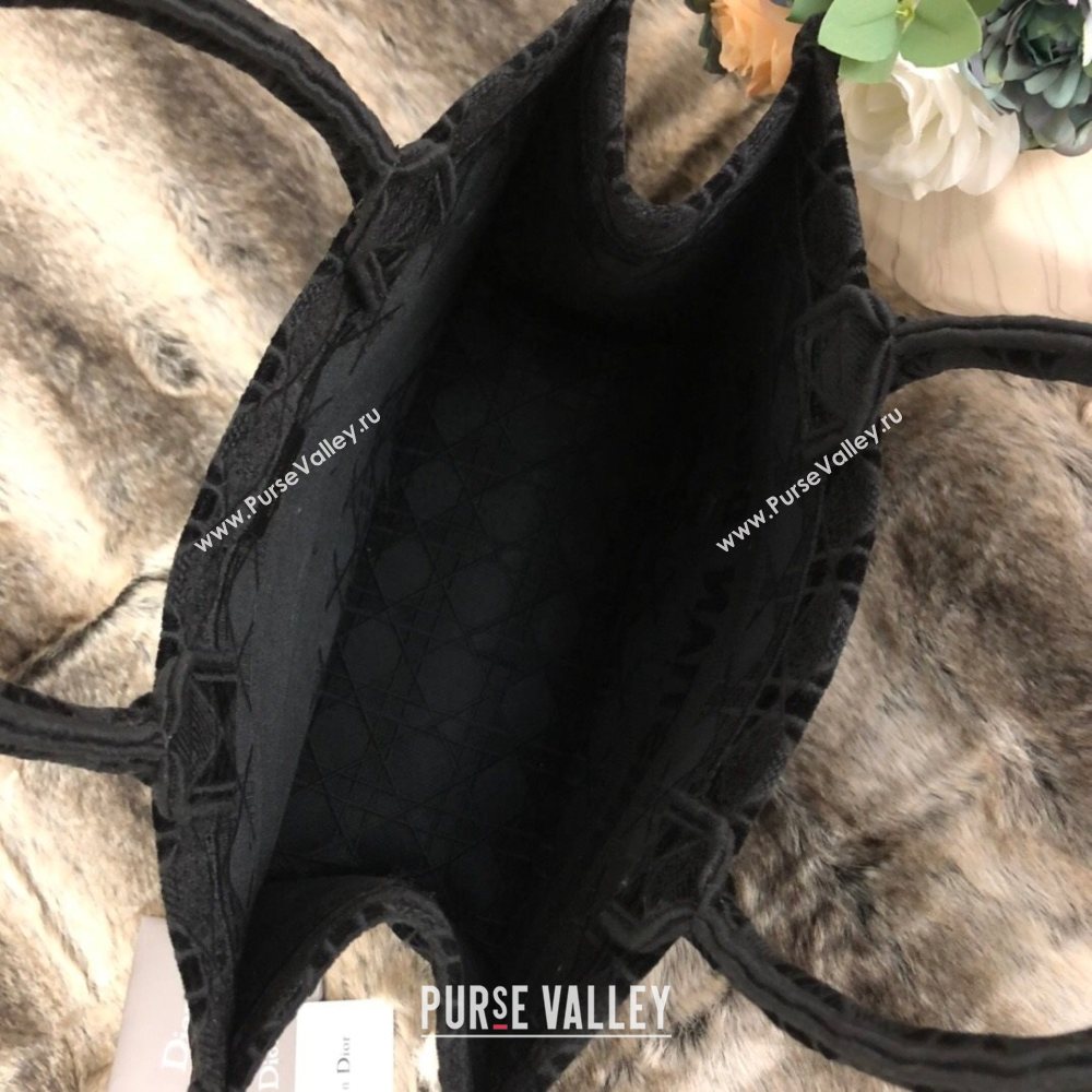 Dior Large Book Tote Bag in Black Cannage Embroidered Velvet 2020 (XXG-20112635)