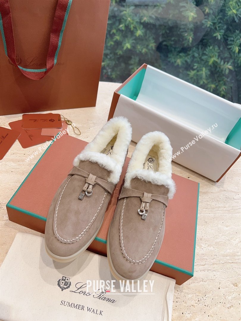 LP Summer Charms Walk Loafers with Fur LP110621 Light Coffee 2023 (KL-23110621)