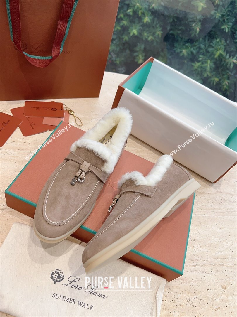 LP Summer Charms Walk Loafers with Fur LP110621 Light Coffee 2023 (KL-23110621)