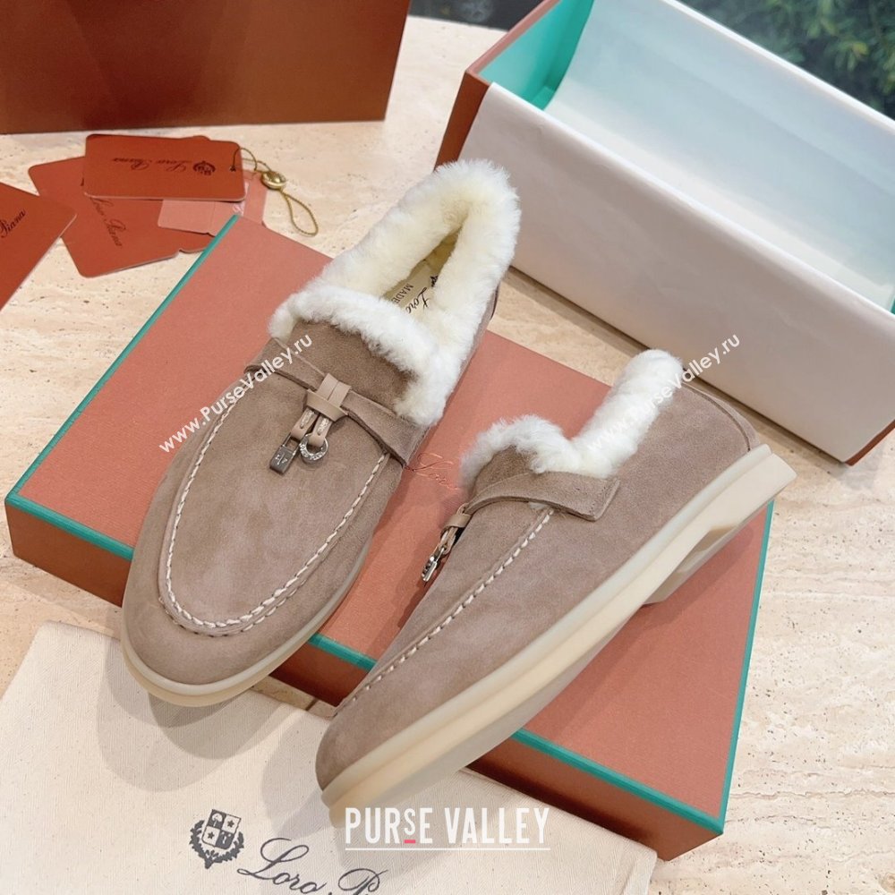 LP Summer Charms Walk Loafers with Fur LP110621 Light Coffee 2023 (KL-23110621)