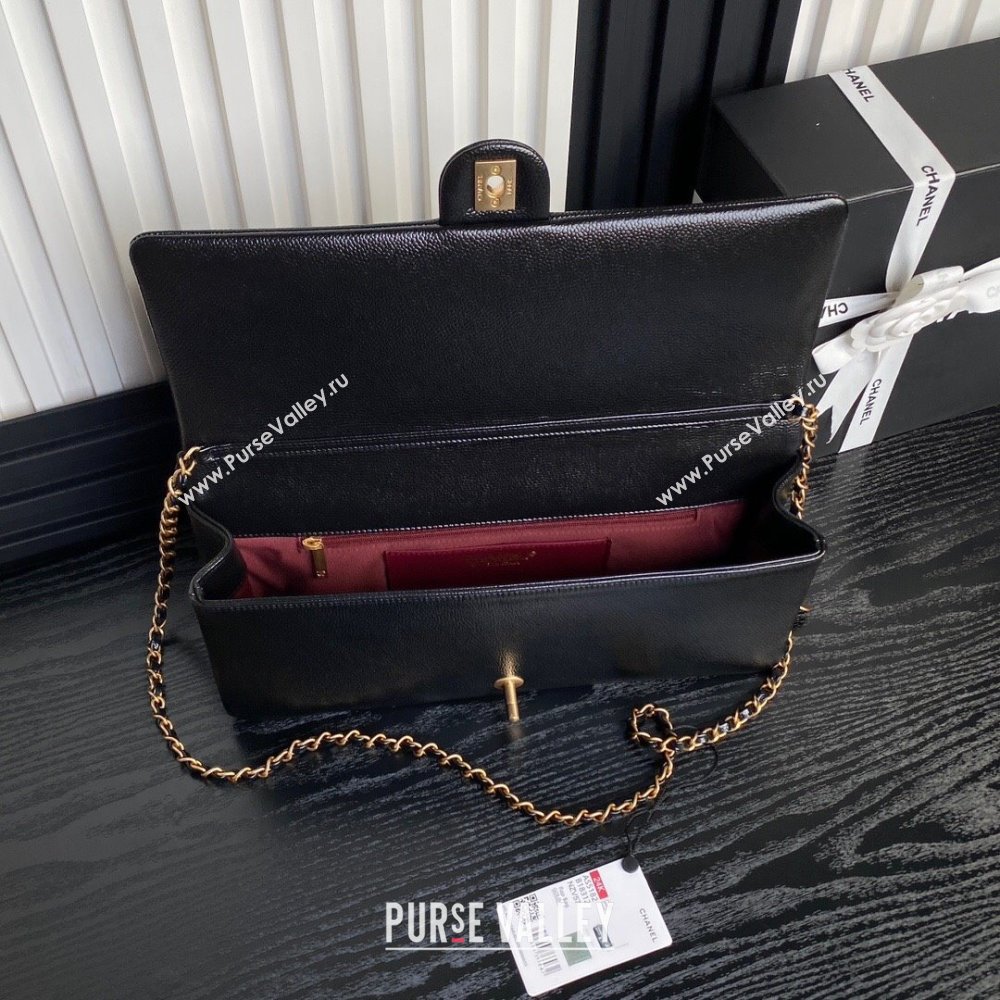 Chanel Maxi Clutch with Chain in Grained Shiny Calfskin AS5182 Black 2024 (YEZI-24101604)