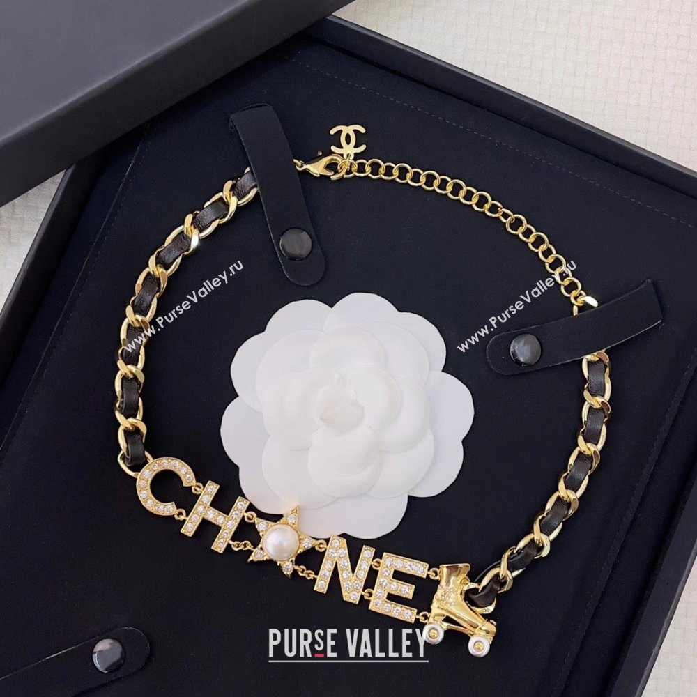 Chanel Leather Chain Boots Pendant Necklace CH12509 Gold 2024 (YF-24012509)