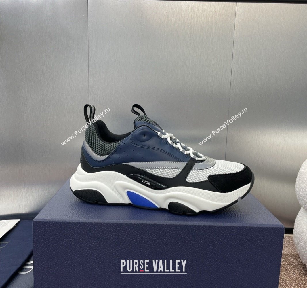 Dior Mens Homme Sneakers B22 in Leather and Mesh Deep Blue 1 2024 093002 (MD-240930067)