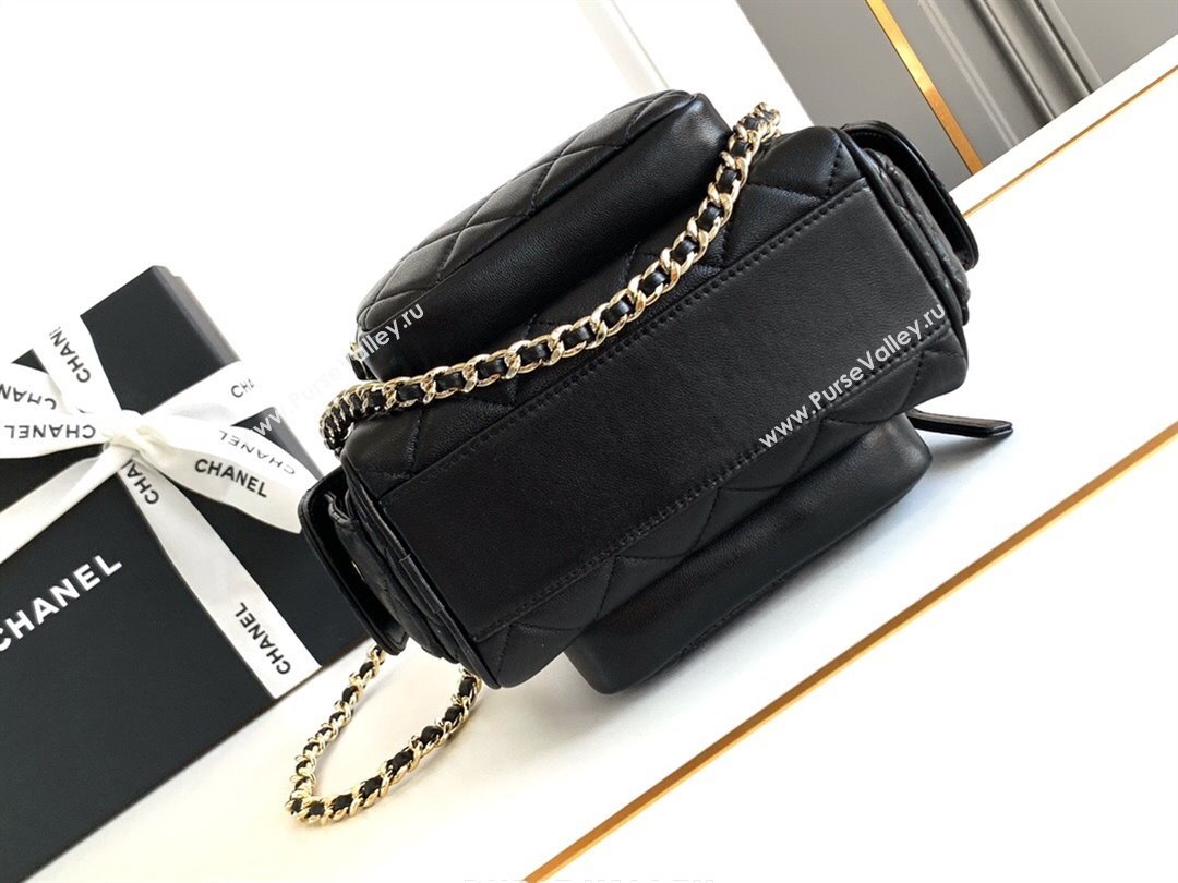 Chanel Small Camera Case Bag in Shiny Crumpled Lambskin AS5220 Black 2024 (YEZI-24101605)