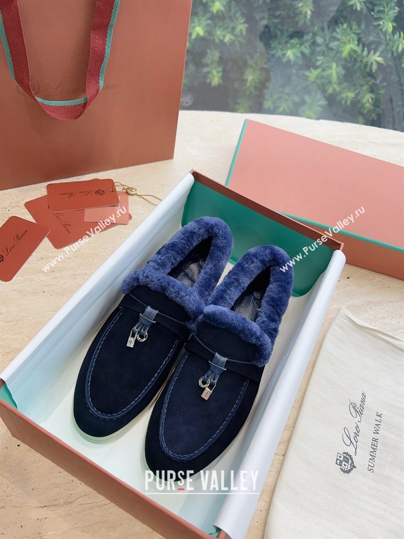 LP Summer Charms Walk Loafers with Fur LP110622 Deep Blue 2023 (KL-23110622)