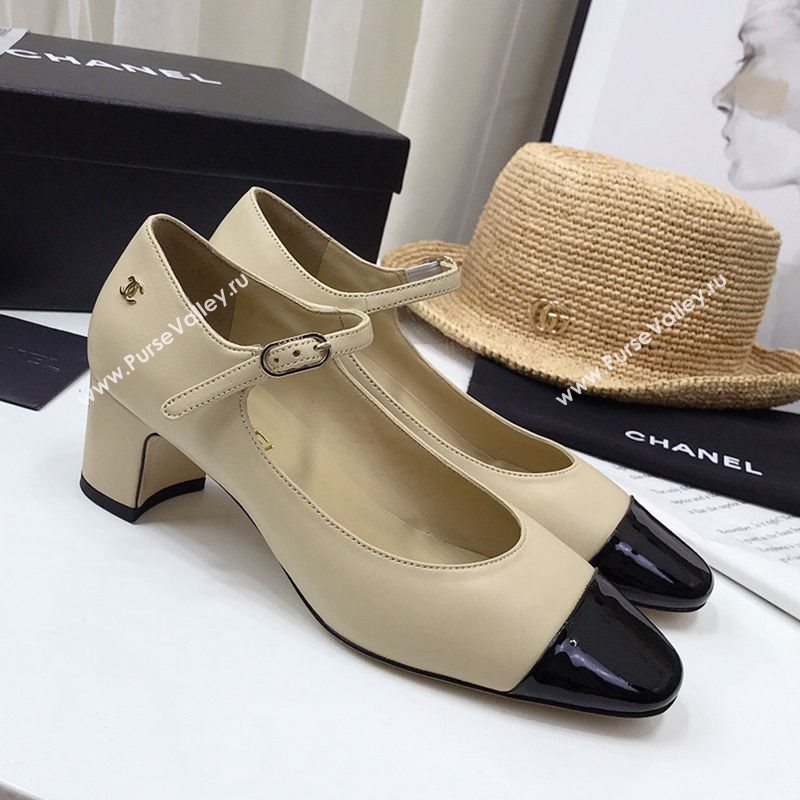 Chanel Lambskin Mary Janes Pumps 5cm Beige 2020 (MD-20122109)