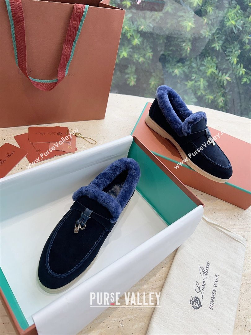 LP Summer Charms Walk Loafers with Fur LP110622 Deep Blue 2023 (KL-23110622)