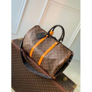 Louis Vuitton Keepall Bandouliere 45 Travel bag in Monogram Canvas M46703 Orange/Brown 2023 (K-23120504)