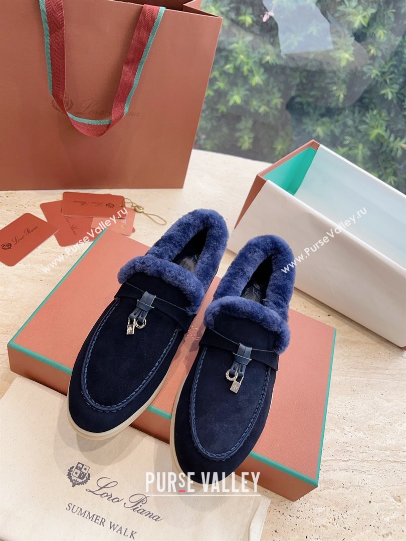 LP Summer Charms Walk Loafers with Fur LP110622 Deep Blue 2023 (KL-23110622)