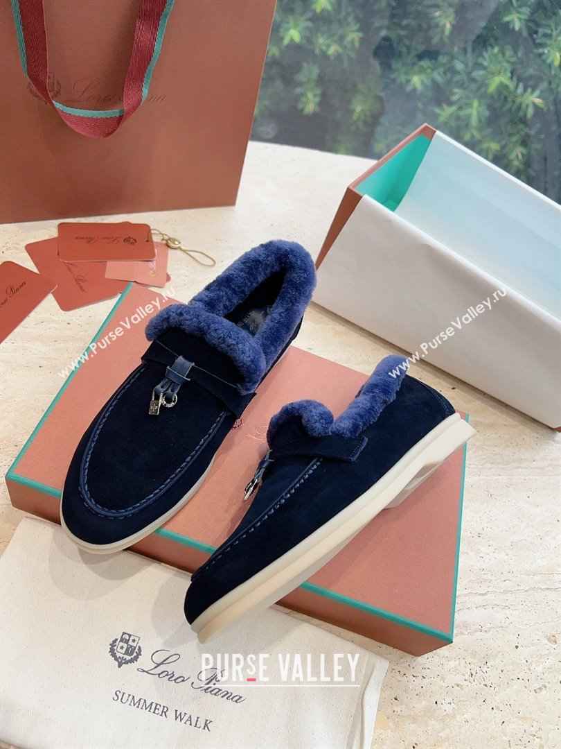 LP Summer Charms Walk Loafers with Fur LP110622 Deep Blue 2023 (KL-23110622)