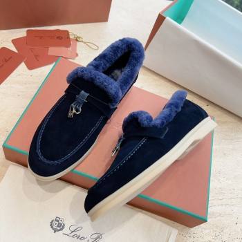 LP Summer Charms Walk Loafers with Fur LP110622 Deep Blue 2023 (KL-23110622)