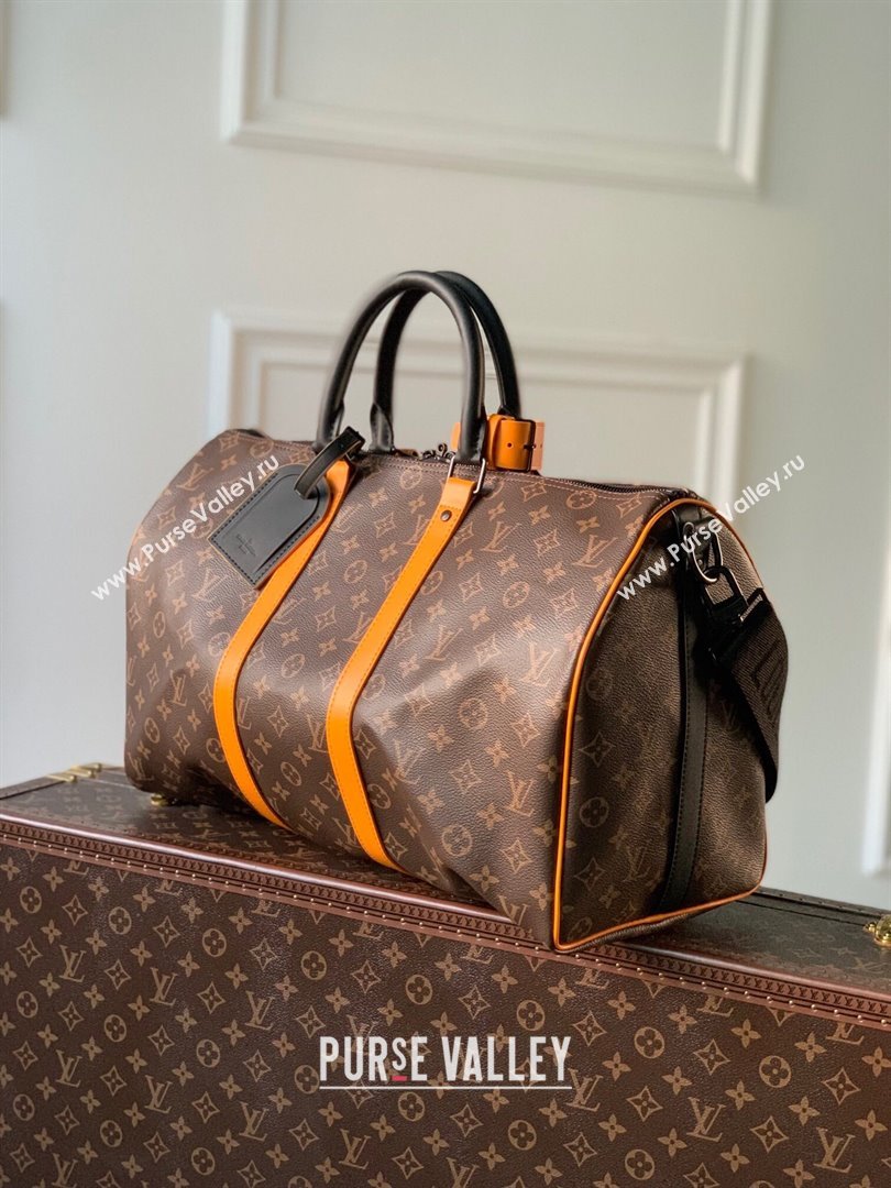 Louis Vuitton Keepall Bandouliere 45 Travel bag in Monogram Canvas M46703 Orange/Brown 2023 (K-23120504)