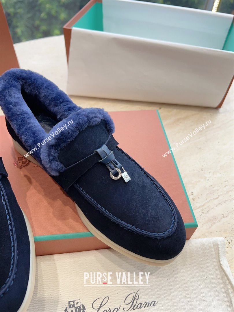 LP Summer Charms Walk Loafers with Fur LP110622 Deep Blue 2023 (KL-23110622)