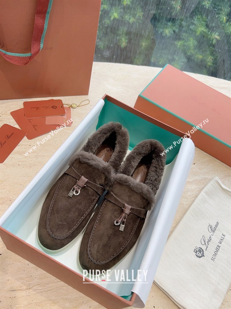 LP Summer Charms Walk Loafers with Fur LP110623 Chocolate 2023 (KL-23110623)