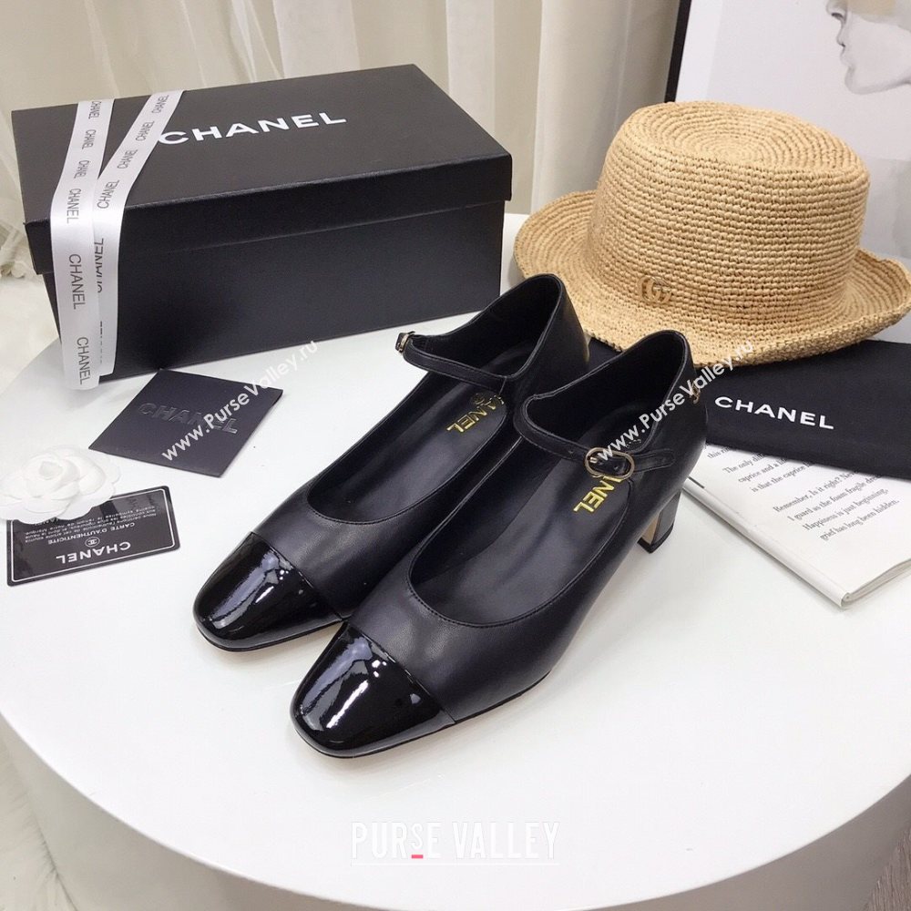 Chanel Lambskin Mary Janes Pumps 5cm Black 2020 (MD-20122110)