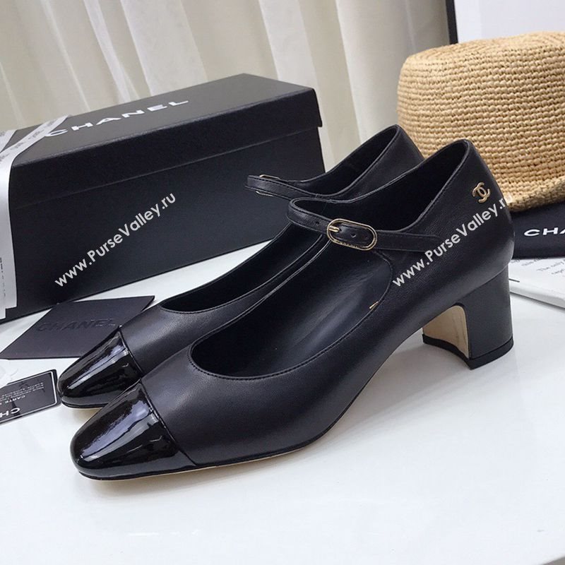 Chanel Lambskin Mary Janes Pumps 5cm Black 2020 (MD-20122110)