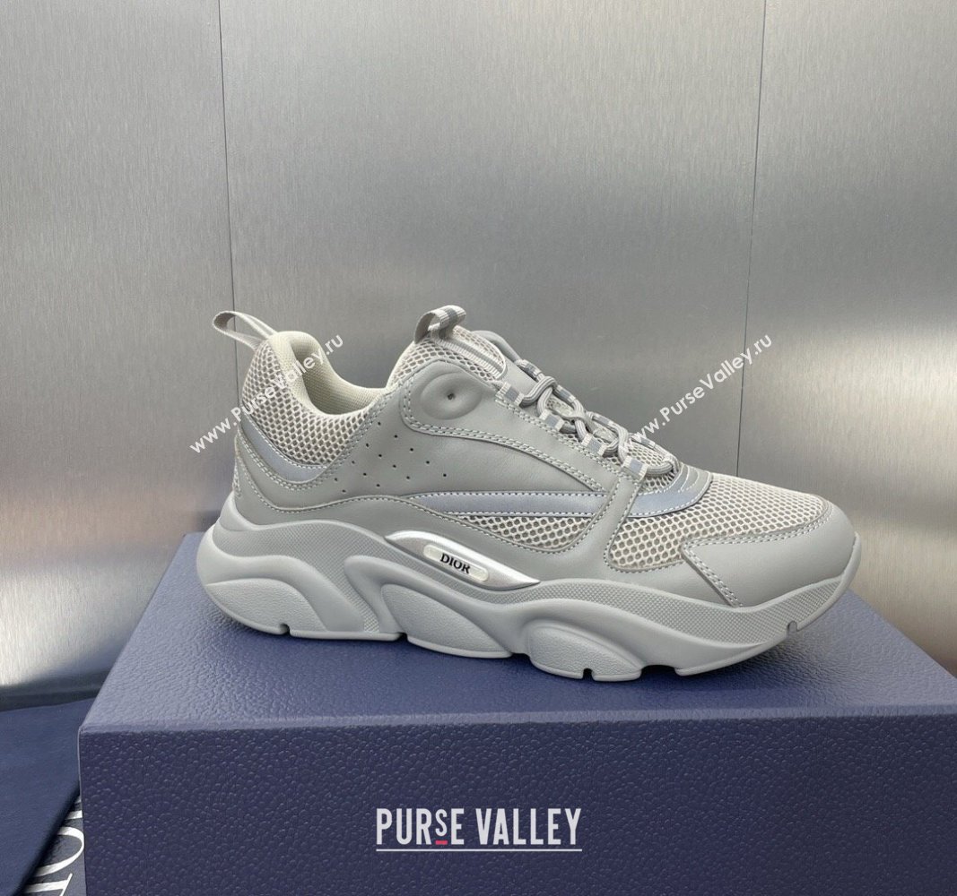 Dior Mens Homme Sneakers B22 in Leather and Mesh Grey/Silver 2024 093002 (MD-240930069)