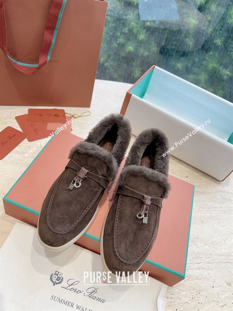 LP Summer Charms Walk Loafers with Fur LP110623 Chocolate 2023 (KL-23110623)