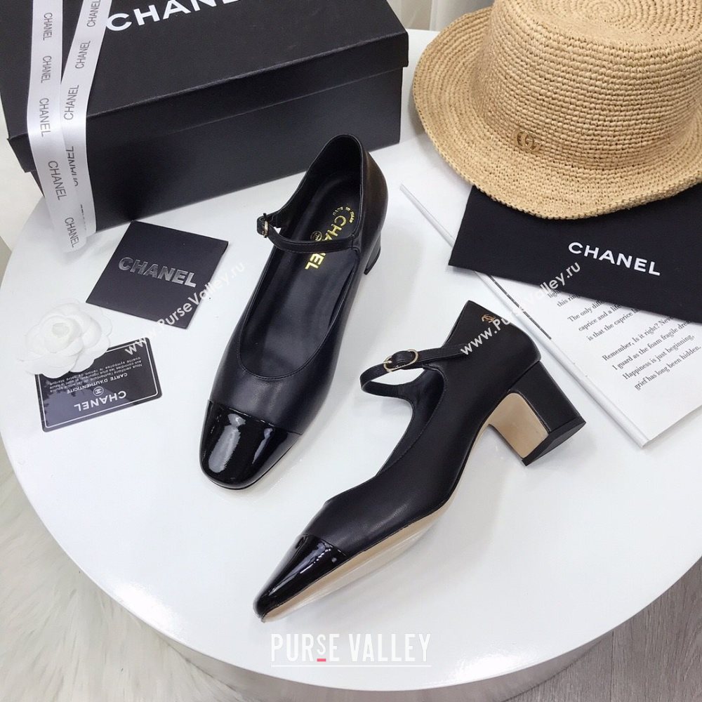Chanel Lambskin Mary Janes Pumps 5cm Black 2020 (MD-20122110)