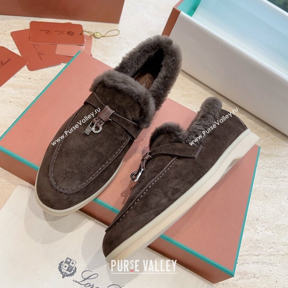 LP Summer Charms Walk Loafers with Fur LP110623 Chocolate 2023 (KL-23110623)