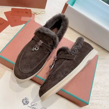 LP Summer Charms Walk Loafers with Fur LP110623 Chocolate 2023 (KL-23110623)